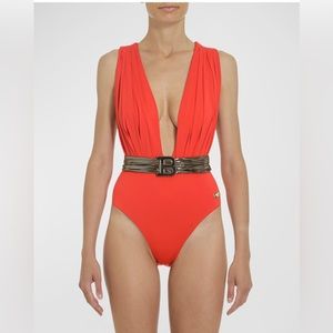 Balmain
Belted Draped Swimsuit with Belt